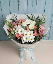 Букет цветов из:  Розы, Лизиантусы и Хризантемы в Каменке Ивановской области