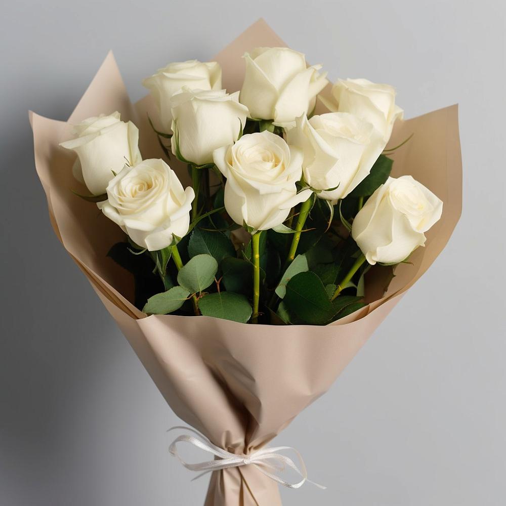 Букет 9 Белых роз Эдлесс Лав в Каменке Ивановской области