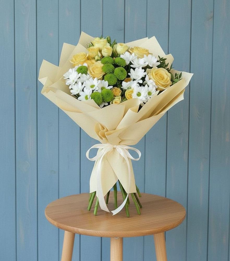 Букет цветов из: Хризантемы и Розы в Каменке Ивановской области