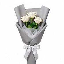 Букет 3 белые розы в Каменке Ивановской области