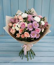 Букет цветов из:  Хризантемы, Розы и Альстромерии в Каменке Ивановской области