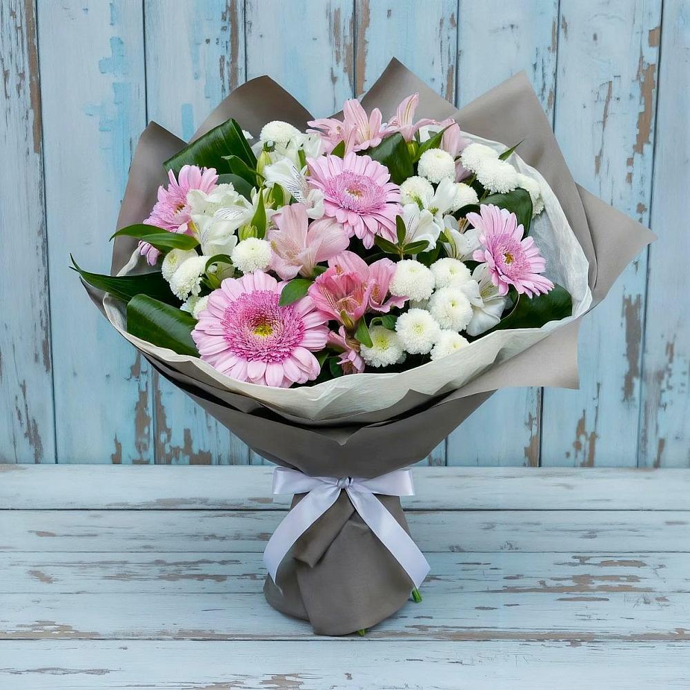 Букет цветов из: Герберы, Альстромерии и Хризантемы в Каменке Ивановской области